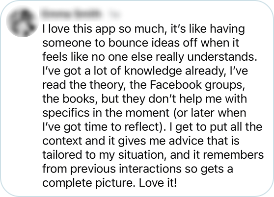 Parent sharing a real moment in the app, example 5