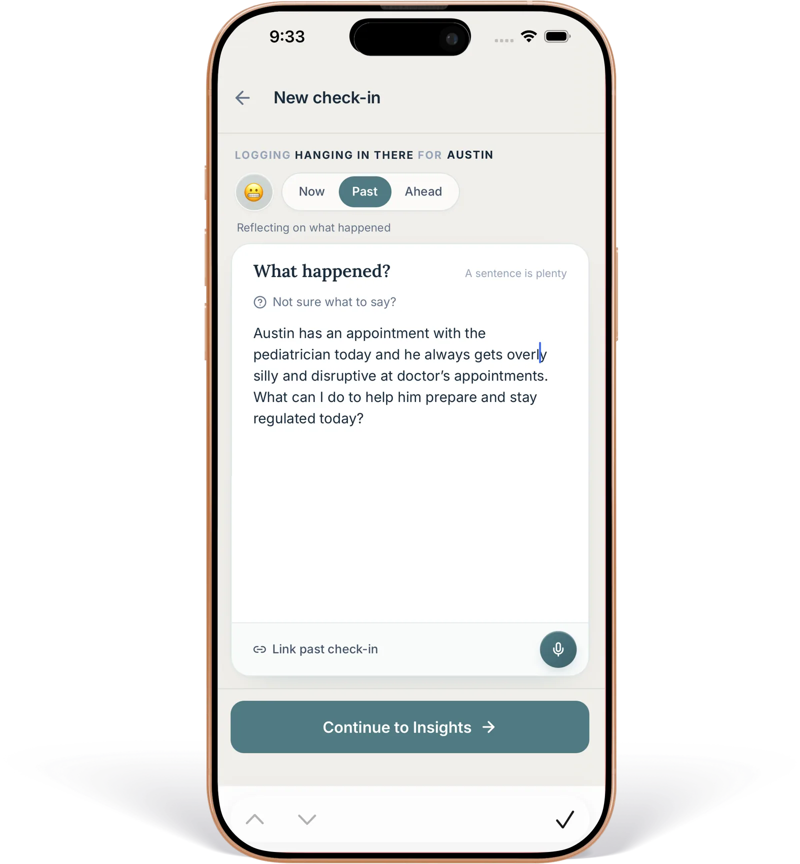 Check-in form